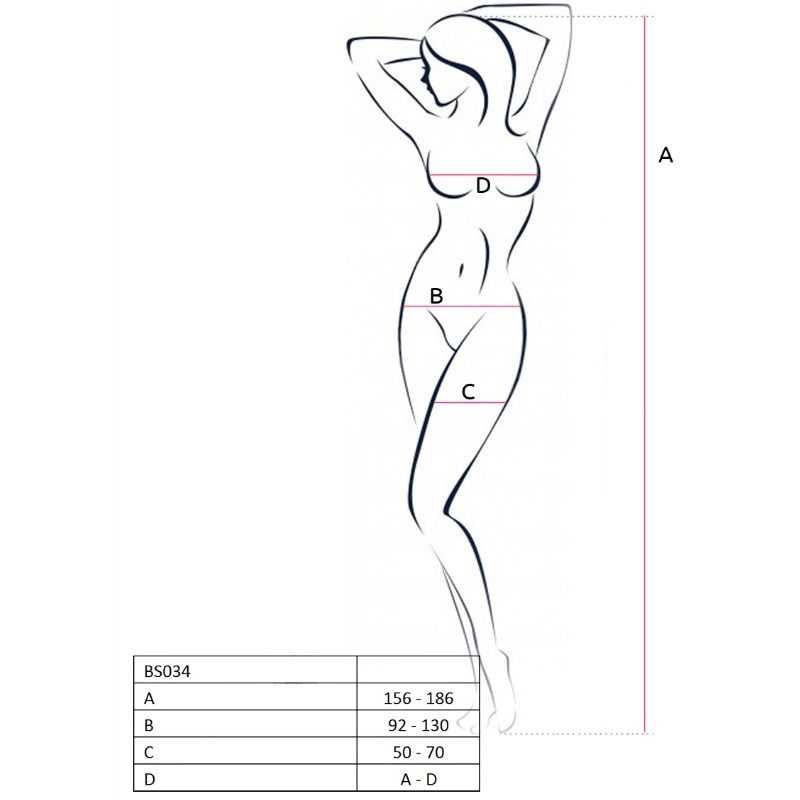PASSION - WOMEN BS034 BODYSTOCKING BLACK ONE SIZE