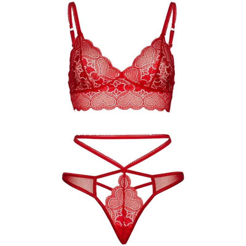 LEG AVENUE - LACE BRALETTE AND THONG 2-PIECE SET M/L