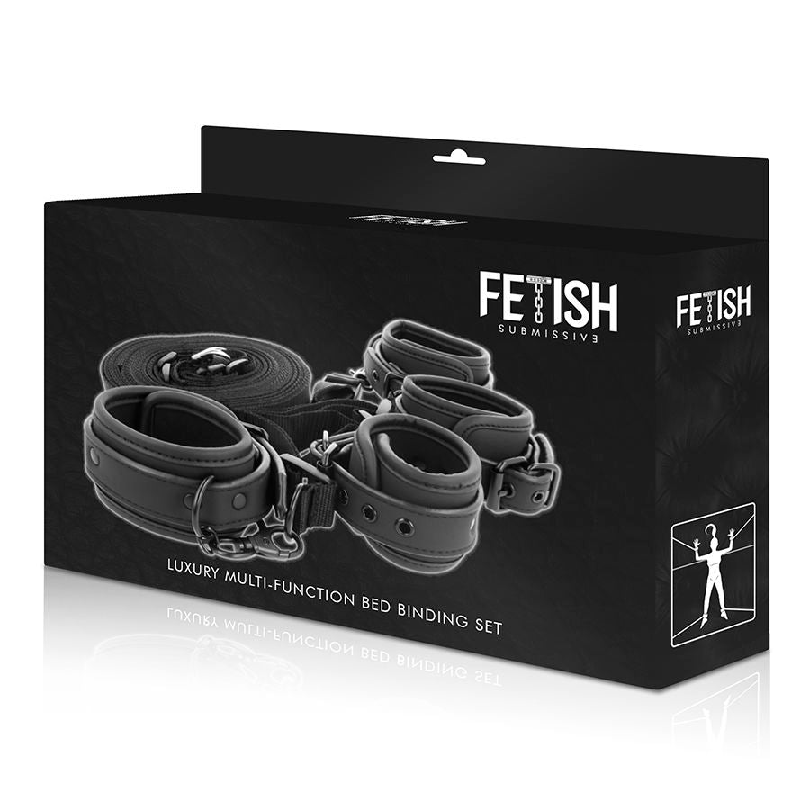 FETISH SUBMISSIVE - HANDCUFF AND TIE SET WITH NEOPRENE LINING