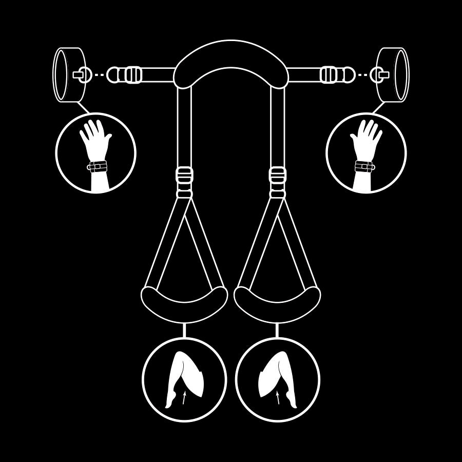FETISH SUBMISSIVE - OPEN LEG POSITION WITH NEOPRENE LINED CUFFS