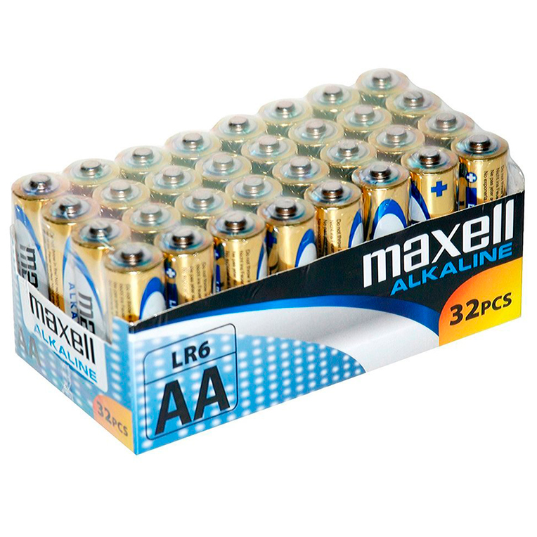 MAXELL - ALKALINE BATTERY AA LR6 PACK*32 PCS
