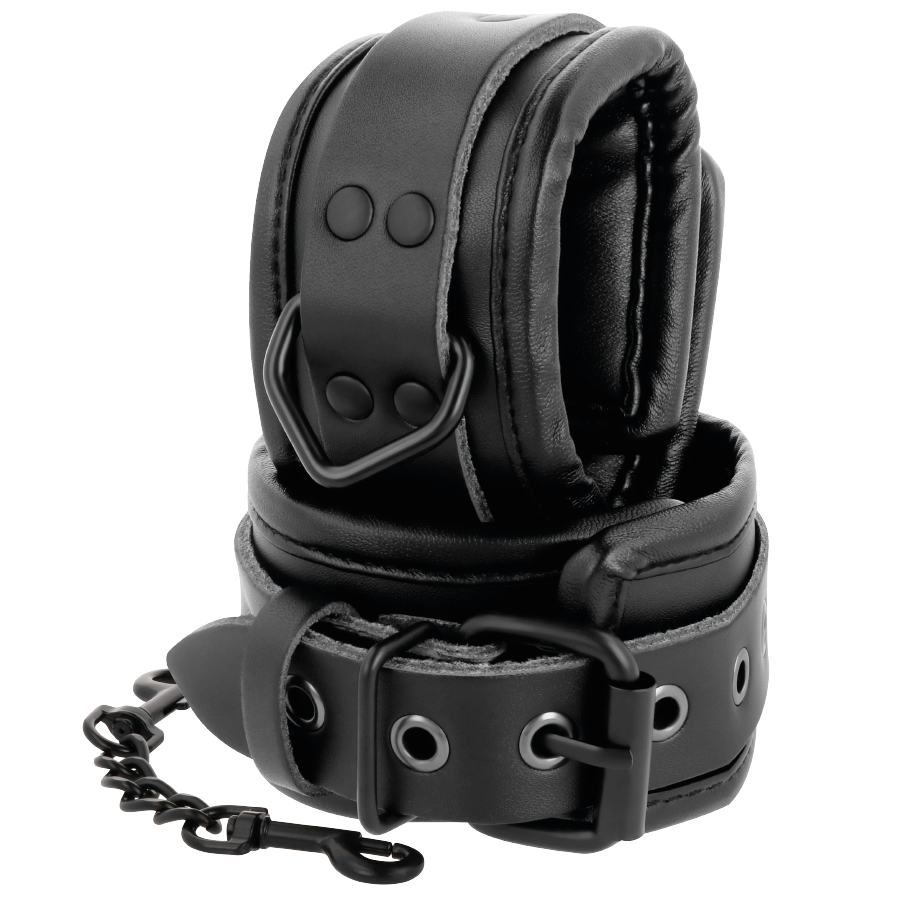DARKNESS - ADJUSTABLE BLACK LEATHER ANKLE CUFFS