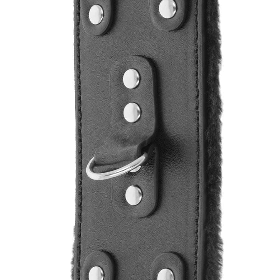 DARKNESS - ADJUSTABLE BLACK LEATHER CUFFS WITH LINING
