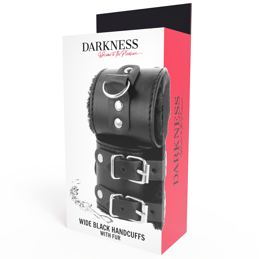 DARKNESS - ADJUSTABLE BLACK LEATHER CUFFS WITH LINING
