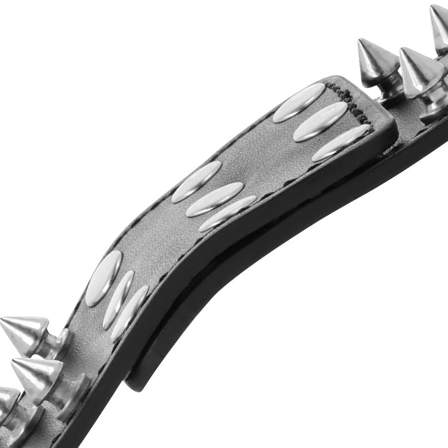 DARKNESS - BLACK SPIKED CUFFS SKULLS AND BONES