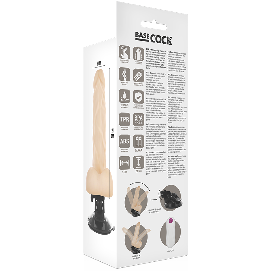 BASECOCK - ARTICULATED REMOTE CONTROL VIBRATOR NATURAL 21 CM -O- 5 CM