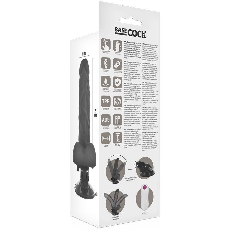 BASECOCK - ARTICULATED VIBRATOR REMOTE CONTROL BLACK 21 CM -O- 5 CM