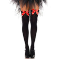 LEG AVENUE - NYLON THIGH HIGHS WITH RED BOW ONE SIZE