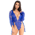 LEG AVENUE - BLUE TEDDY AND ROBE L