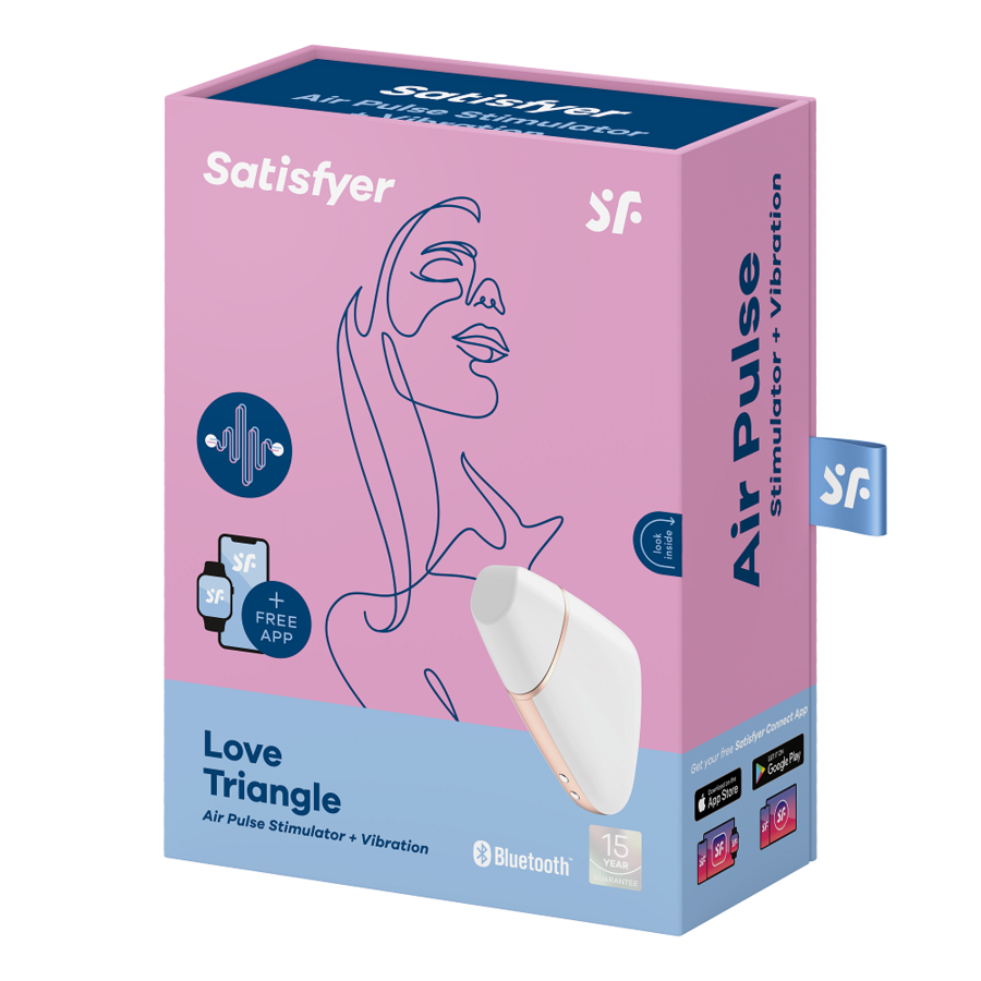 SATISFYER - AIR PULSE STIMULATOR AND VIBRATOR LOVE TRIANGLE WHITE