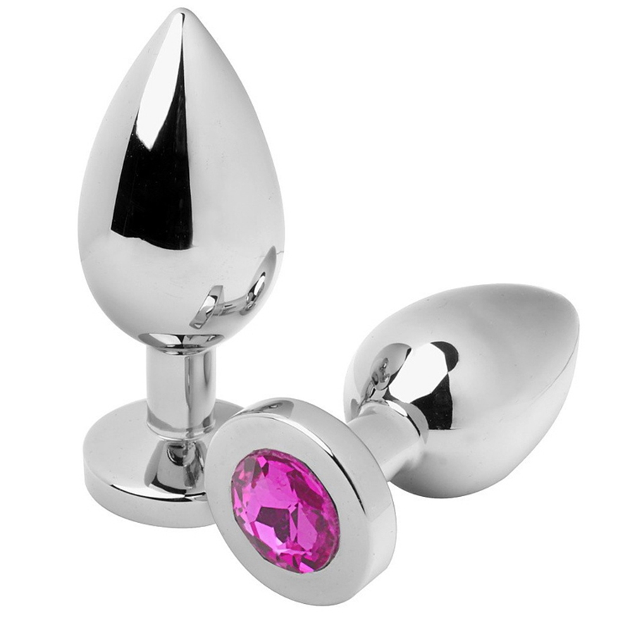 METAL HARD - MEDIUM PINK DIAMOND ANAL PLUG 7.62CM