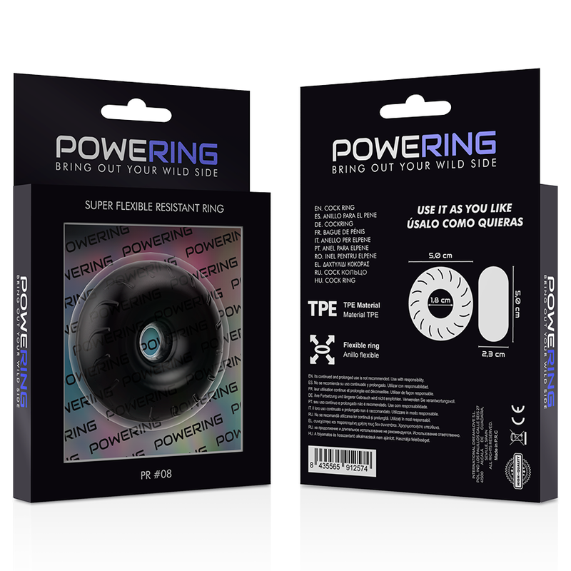 POWERING - SUPER FLEXIBLE AND DURABLE 5CM PENIS RING PR08 BLACK