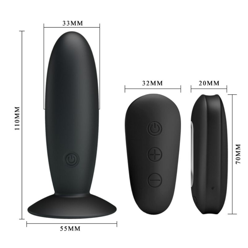 MR PLAY - BLACK VIBRATING REMOTE CONTROL BUTT PLUG