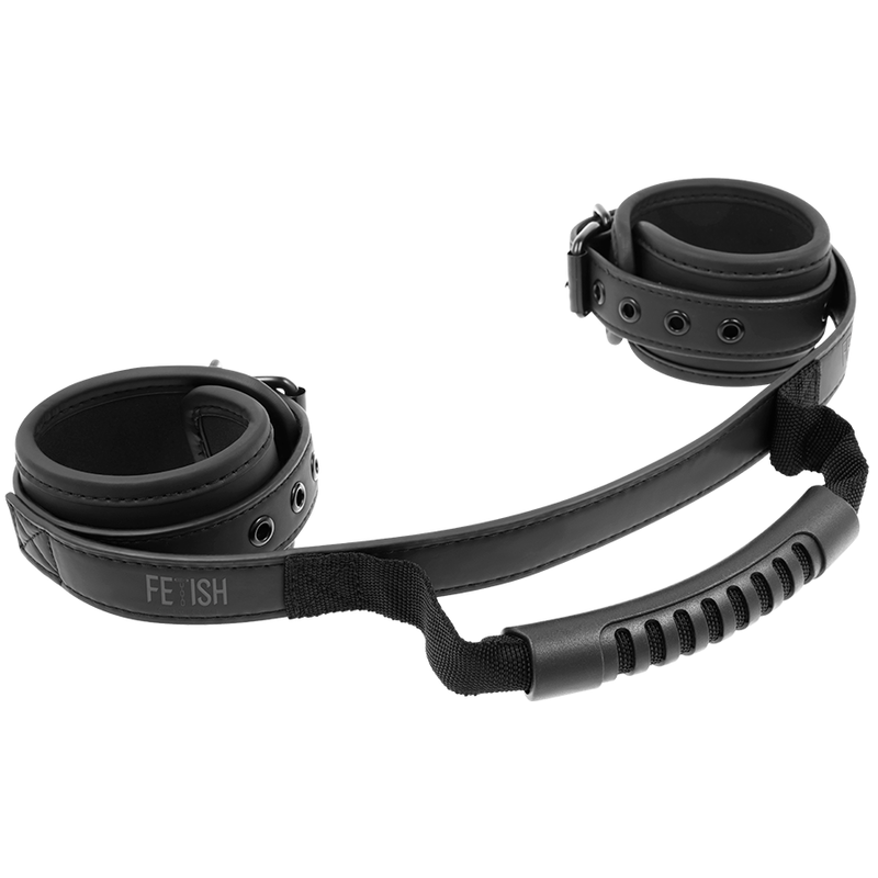 FETISH SUBMISSIVE - NEOPRENE LINED HANDCUFFS WITH HANDLE