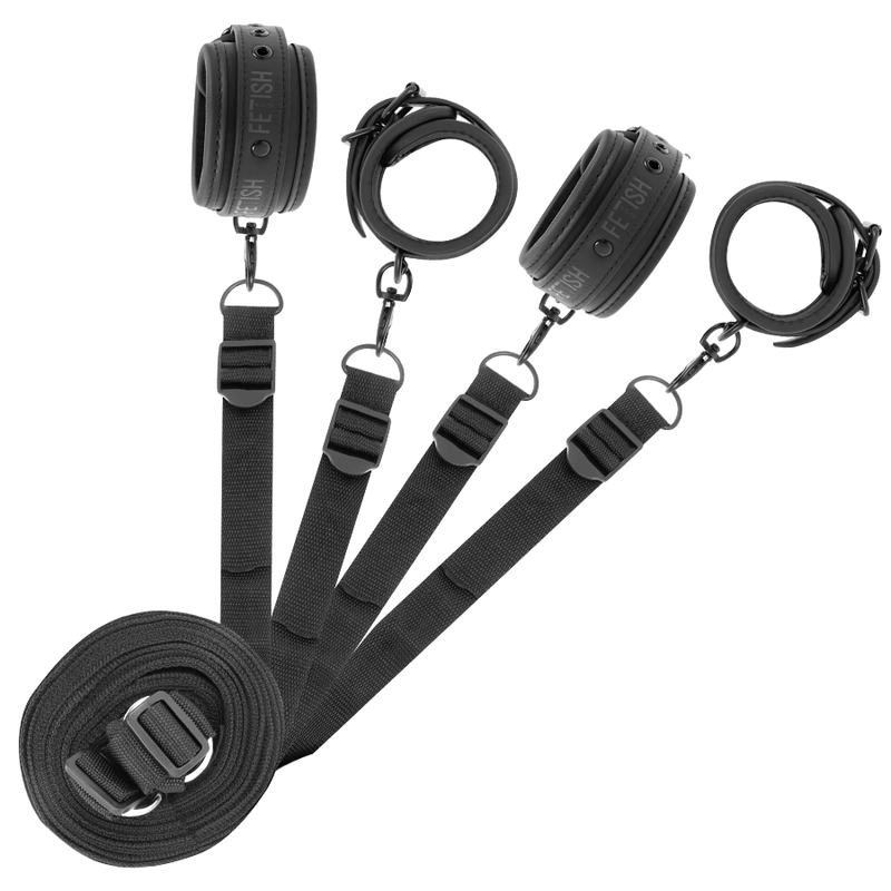FETISH SUBMISSIVE - HANDCUFF AND TIE SET WITH NEOPRENE LINING