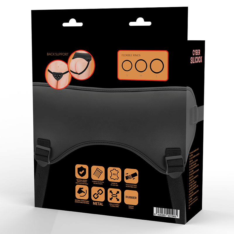 CYBER SILICOCK - STRAP HARNESS WITH 3 FREE RINGS