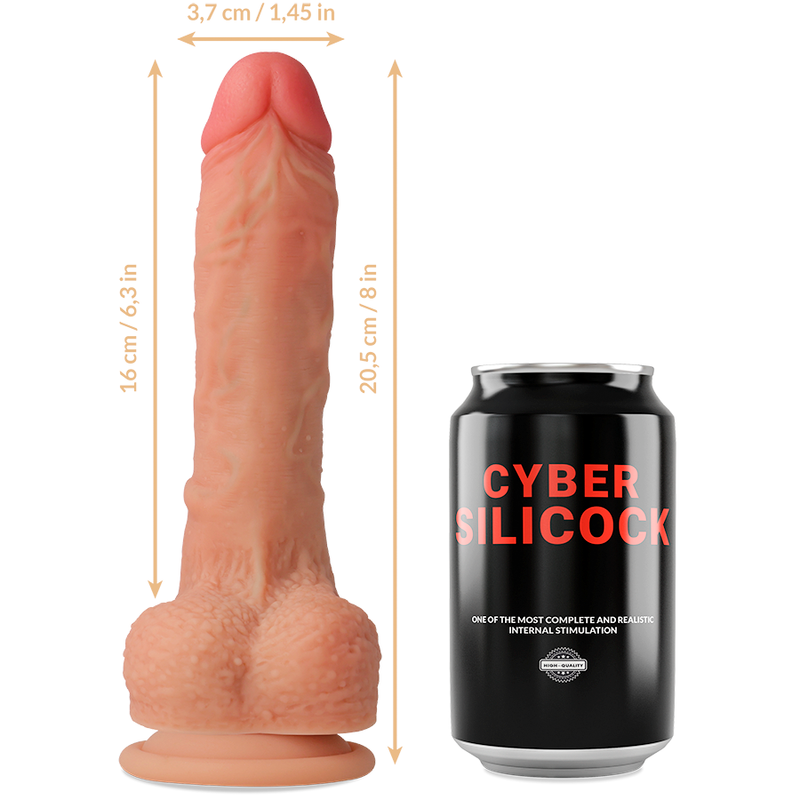 CYBER SILICOCK - LIQUID SILICONE STRAP-ON CONNOR WITH 3 FREE RINGS 20.5 CM -O- 3.7 CM