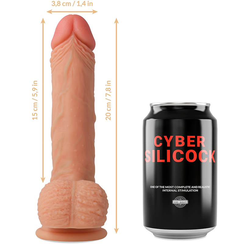 CYBER SILICOCK - FREEMAN STRAP-ON LIQUID SILICONE WITH 3 FREE RINGS 20 CM -O- 3.8 CM